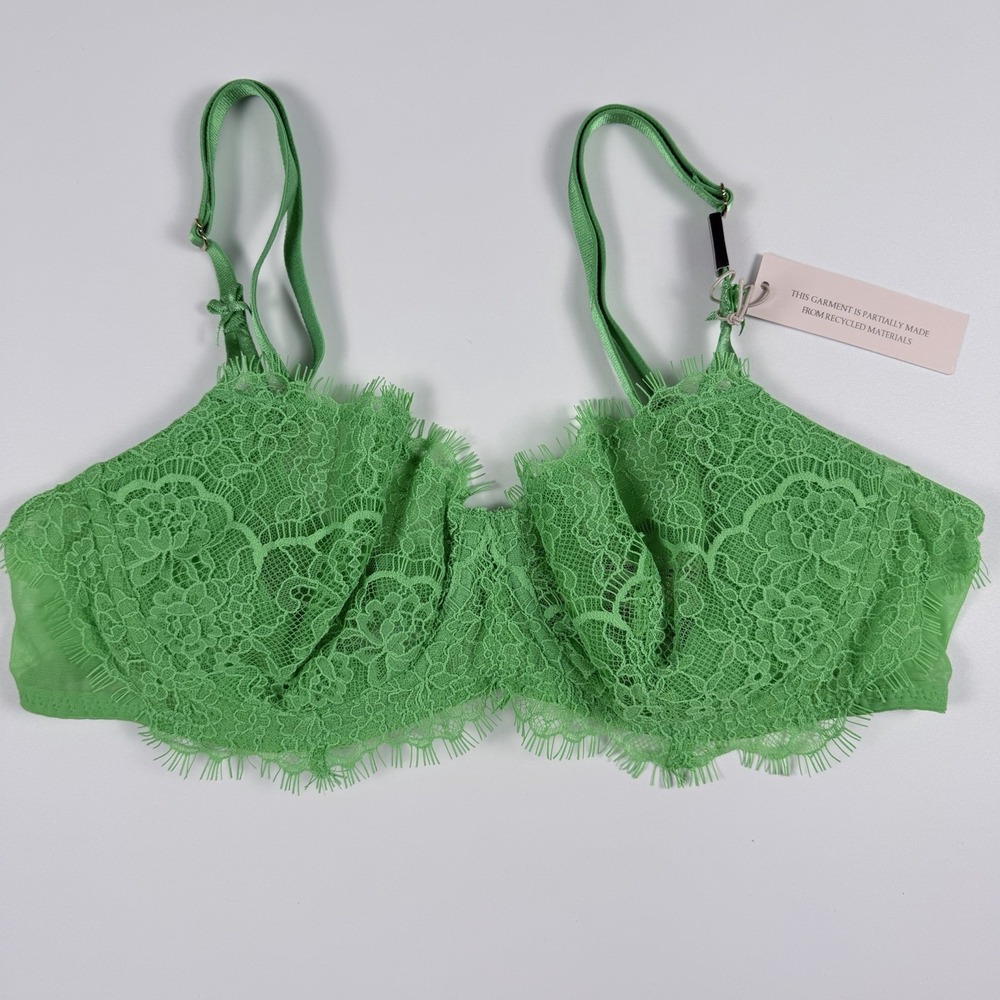 Victoria's Secret Dream Angels Unlined Uplift Sling Lace Bra Bright Green 36B - Picture 4 of 4